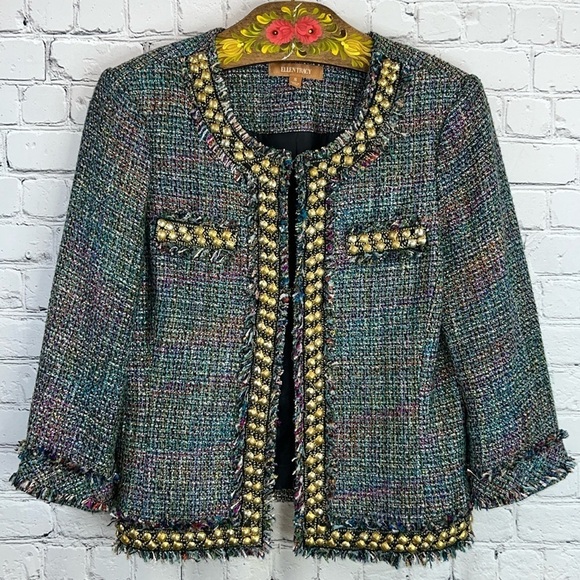 Ellen Tracy Jackets & Blazers - ELLEN TRACY Tweed Jacket w/Embellishments Size 8